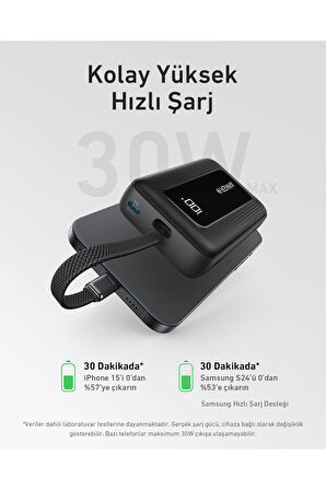 Anker Zolo 10000 mAh PowerBank Dijital Ekranlı-Taşınabilir Şarj Cihazı Siyah