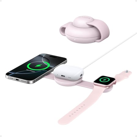 Anker Ufo MagGo B25M8 Pembe 3in1 MagSafe Kablosuz Şarj Aleti - Outlet