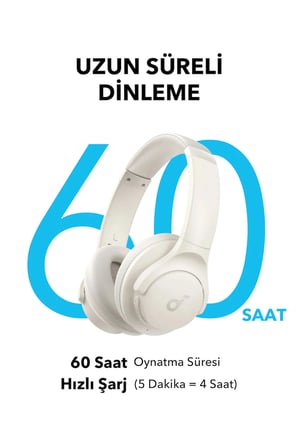 Soundcore Q11i Kulak Üstü Bluetooth Kulaklık, Derin Bas, 60 Saat Çalma Süresi, Beyaz - A3005