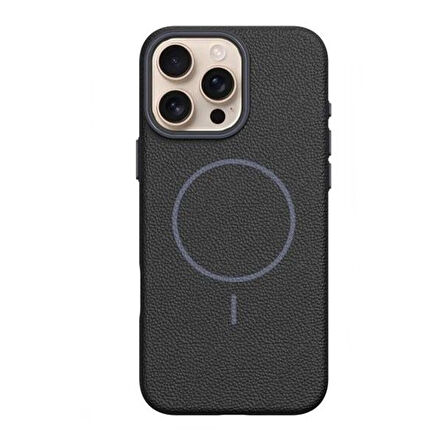 Gpack Apple iPhone 14 Pro Max uyumlu Kılıf Deri Desen M-Safe Özellikli Lichee Silikon
