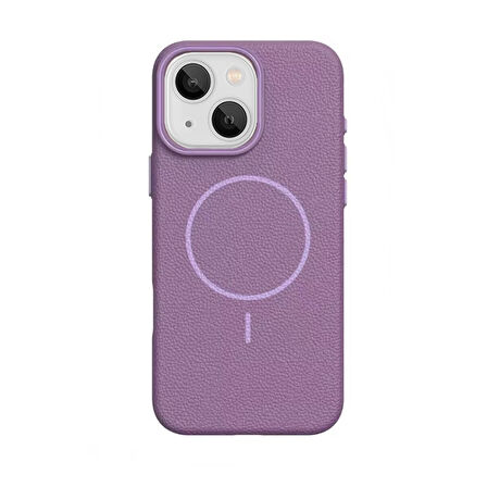 Gpack Apple iPhone 14 uyumlu Kılıf Deri Desen M-Safe Özellikli Lichee Silikon