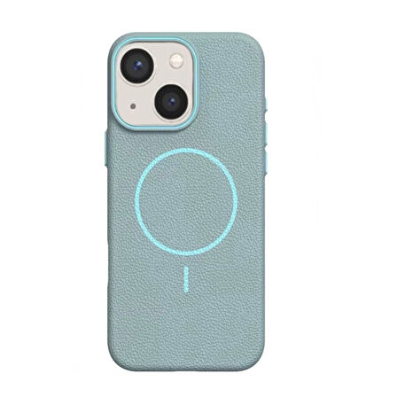 Gpack Apple iPhone 15 Plus uyumlu Kılıf Deri Desen M-Safe Özellikli Lichee Silikon