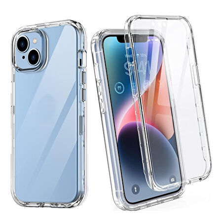 Gpack Apple iPhone 13 uyumlu Kılıf Ön Arka Şeffaf Silikon Koruma