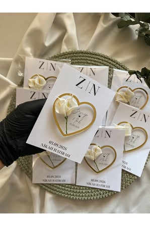 Gala Çiçekli Kalp Magnet 10 Adet söz hediyelik,nişan hediyelik,nikah hediyelik