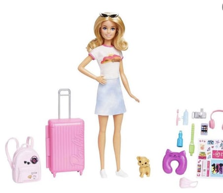Barbie Seyahat Bebeği Seti | Orijinal Barbie, Açılan Valiz ve Yolculuk Aksesuarlı
