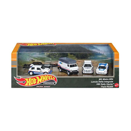 Hot Wheels 1/64 Ölçek Yurt Dışı Diaroma Real Riders 4 Set HKC18 MG Metro 6R4 / Lancia Delta Integrale / HW Rally Hauler / Ford RS200