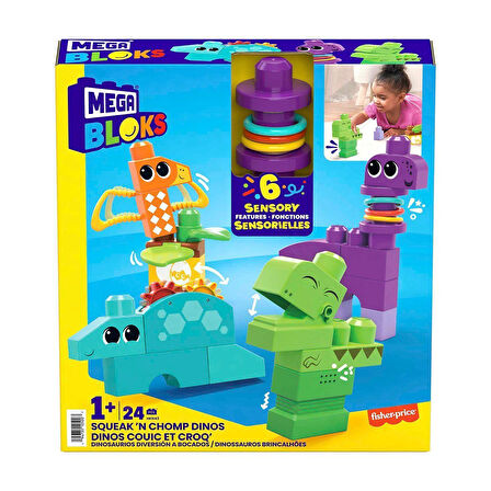 HKN43 Mega Bloks Sesli ve Hareketli Dinozorlar 24 parça +1 yaş