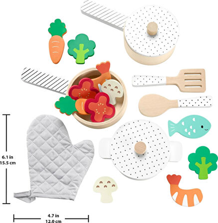 Fisher-Price Ahşap Mutfak Seti Okul öncesi çağdaki çocuklar için 19 parçalı Fisher-Price Ahşap Mutfak Seti HXT83