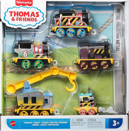 THOMAS 5'li Dökme Metal Mini Tren Seti - Dayanıklı Metal Sürat Treni ve Vagon Figürleri Oyuncak Seti