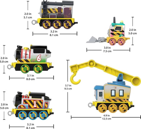 THOMAS 5'li Dökme Metal Mini Tren Seti - Dayanıklı Metal Sürat Treni ve Vagon Figürleri Oyuncak Seti
