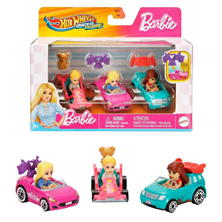 JDG45 Hot Wheels Racerverse Barbie 3 lü Araba Seti