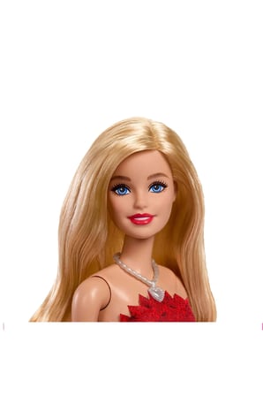 ® Mattel 80. Yıl Dönümü® Bebeği Yakut kırmızısı elbisesi ile koleksiyona uygun JGD25