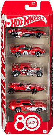 Hot Wheels Mattel 80th Anniversary Set of 5 Vehicles JGK08