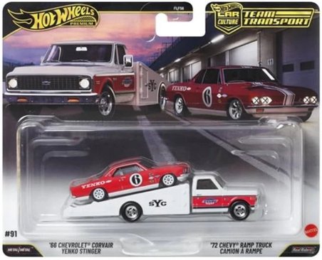 Hot Wheels Premium Team Transport 66 Chevrolet Corvair Yenko Stinger 72 Chevy Ramp Truck 1:64 FLF56
