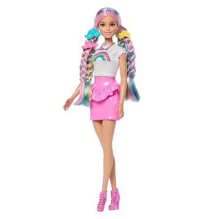 Barbie Gökkuşağı Saçlar Bebeği - Renkli Saçlı ve Aksesuar Zenginli Kuaför Seti