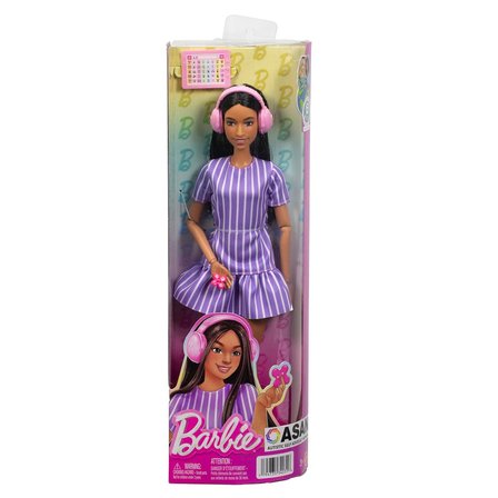 Barbie Büyüleyici Parti Bebekleri Mor Çizgili Elbise FBR37-JJN58