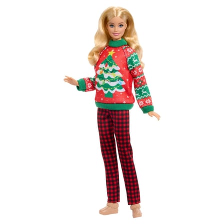 Barbie Holiday Sweater Işıklı Yılbaşı Kazaklı Bebek Sarışın Barbie Oyuncak Bebek
