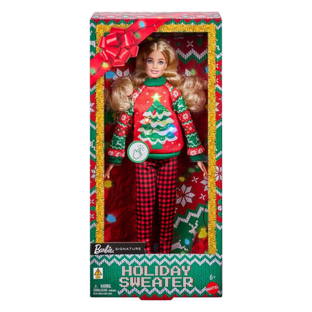 Barbie Holiday Sweater Işıklı Yılbaşı Kazaklı Bebek Sarışın Barbie Oyuncak Bebek
