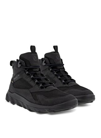 Ecco Mx M Yuvarlak Burun Orta Topuk Ortopedik Bağcıklı Gore Tex Outdoor Siyah Klasik Bot Nubuk