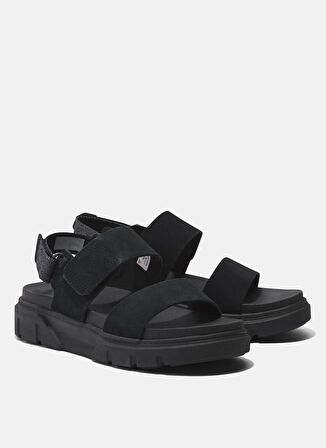 TB0A61N4EK41-Greyfield Sandal BACKS Siyah Deri Kadın Sandalet