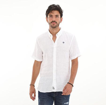 B0A2DCC1001-R Timberlandss Linen Shirt Erkek Gömlek Beyaz