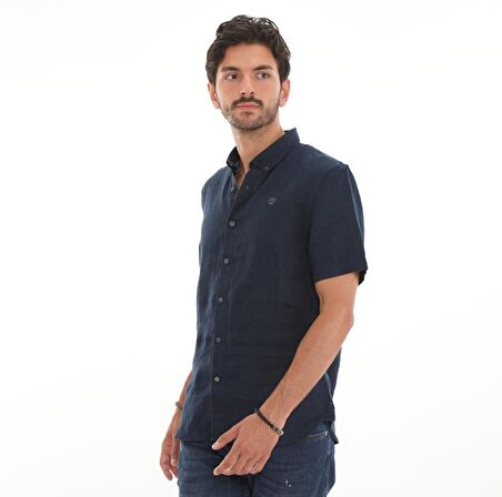 B0A2DCC4331-R Timberlandss Linen Shirt Erkek Gömlek Lacivert