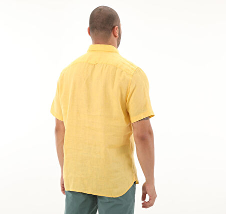B0A2DCCEG41-R Timberland Linen Short Sleeve Shirt Erkek T-Shirt Sarı