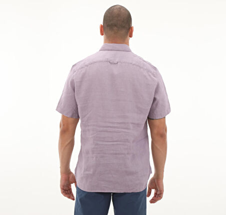 B0A2DCCEG71-R Timberland Linen Short Sleeve Shirt Erkek T-Shirt Mor