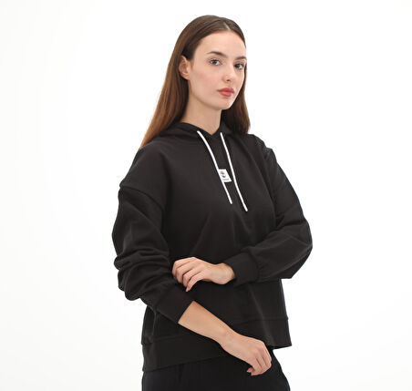 B0A5SX20011-R Timberland Stack Logo Loop Back Hoodıe Kadın Sweatshirt Siyah