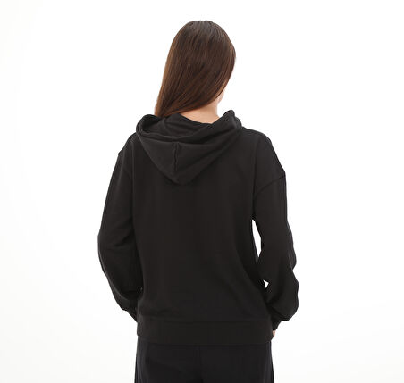 B0A5SX20011-R Timberland Stack Logo Loop Back Hoodıe Kadın Sweatshirt Siyah