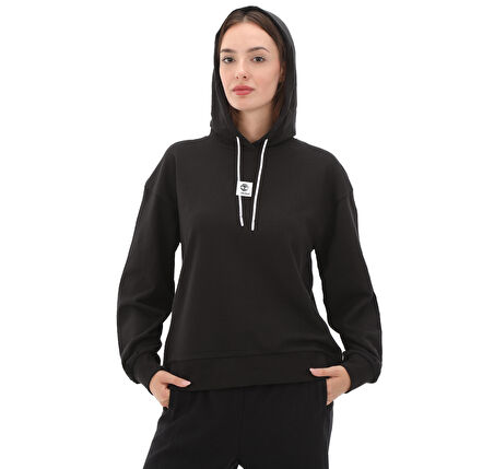 B0A5SX20011-R Timberland Stack Logo Loop Back Hoodıe Kadın Sweatshirt Siyah