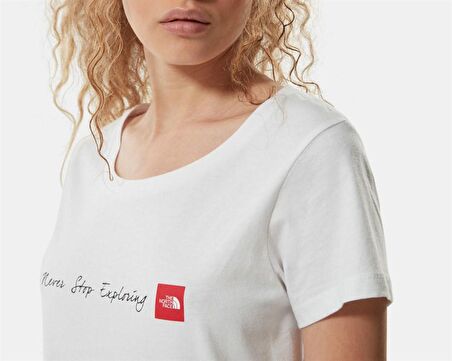 Kadın S/S NeverStopExploring Tişört Beyaz-XL