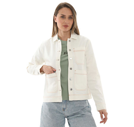 B0A5WRYCM91-R Timberland Kempshıre Chore Jacket Kadın Ceket Beyaz