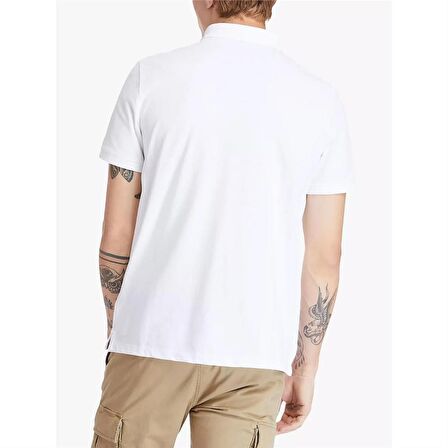 Timberland Small Linear Logo Print Polo Beyaz Erkek T-Shirt