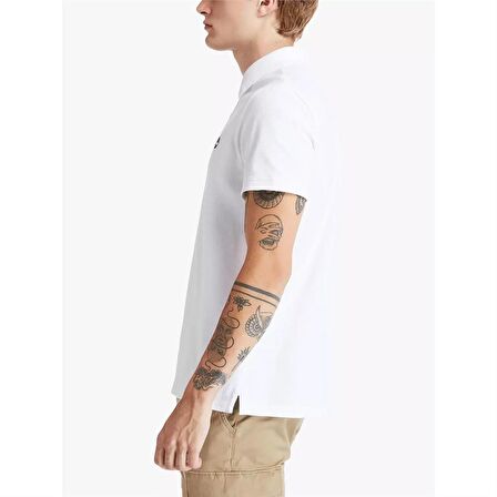 Timberland Small Linear Logo Print Polo Beyaz Erkek T-Shirt