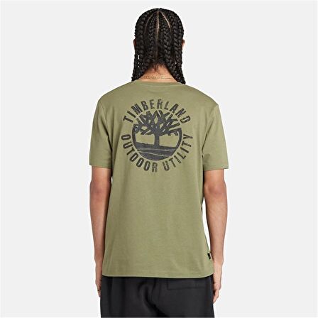 Timberland Short Sleeve Back Logo Graphic Tee Sphagnum Erkek T-Shirt