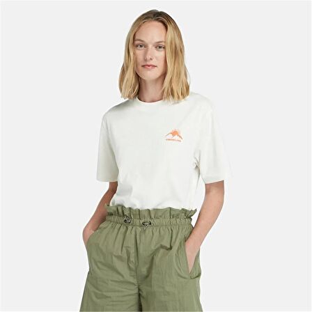 Timberland Hıke Lıfe Graphıc Short-Sleeve Tee Vıntage Whıte Kadın T-Shirt