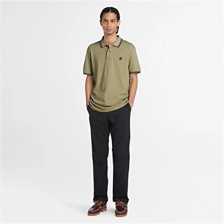 Timberland Tipped Pique Short Sleeve Polo Cassel Earth Erkek T-Shirt