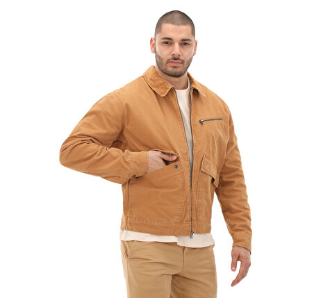 B0A5TGFP471-R Timberland Washed Canvas Jacket Erkek Ceket Kahve