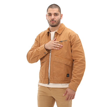 B0A5TGFP471-R Timberland Washed Canvas Jacket Erkek Ceket Kahve