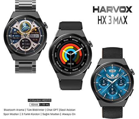 Harvox HX-3 Max 46mm 3 kordonlu (2025 yeni model)