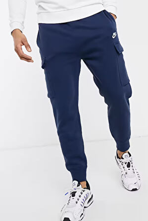 Nike Sportswear Clup Fleece Pamuklu Lacivert Erkek Kargo Eşofman Altı