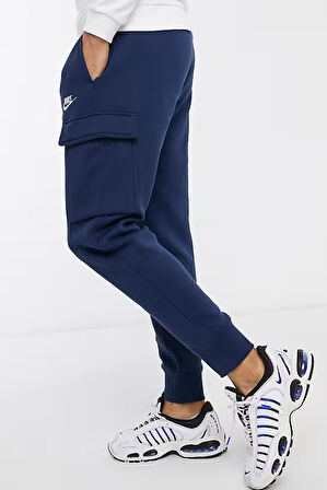 Nike Sportswear Clup Fleece Pamuklu Lacivert Erkek Kargo Eşofman Altı