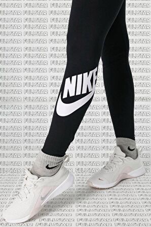 Nike Sportswear Club High Rise Cotton Leggings Yüksek Belli Pamuklu Siyah Tayt