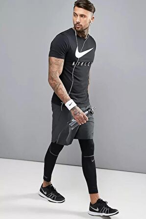 Nike Dri-Fit Training Swoosh Standart Kesim Siyah Erkek Tişört