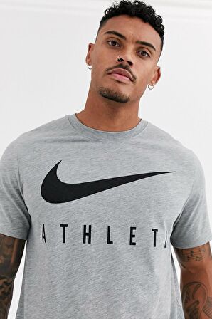 Nike Dri-Fit Traning Standart Kesim Gri Erkek Antreman Tişörtü