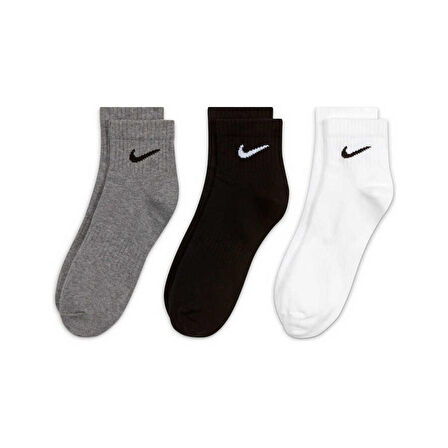 Nike U NK EVERYDAY LTWT ANKLE 3PR Siyah-Beyaz Erkek Çorap