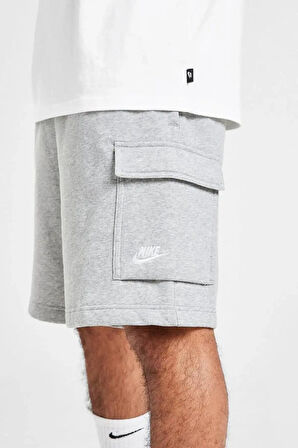 Nike Sportswear Clup Fleece Erkek Gri Kargo Cepli Şort