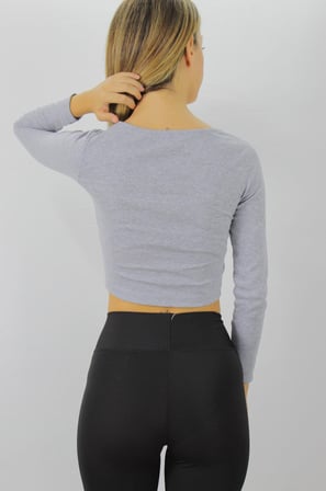 Gitilli Dekolteli Bluz Gri - 98797
