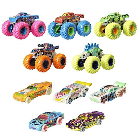 FABBATOYS Monster Trucks Karanlıkta Parlayan Araçlar, Hot Wheels Monster Trucks - Mattel